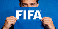 国际足球联合会FIFA标志 - 蓝色背景上的经典字母徽标